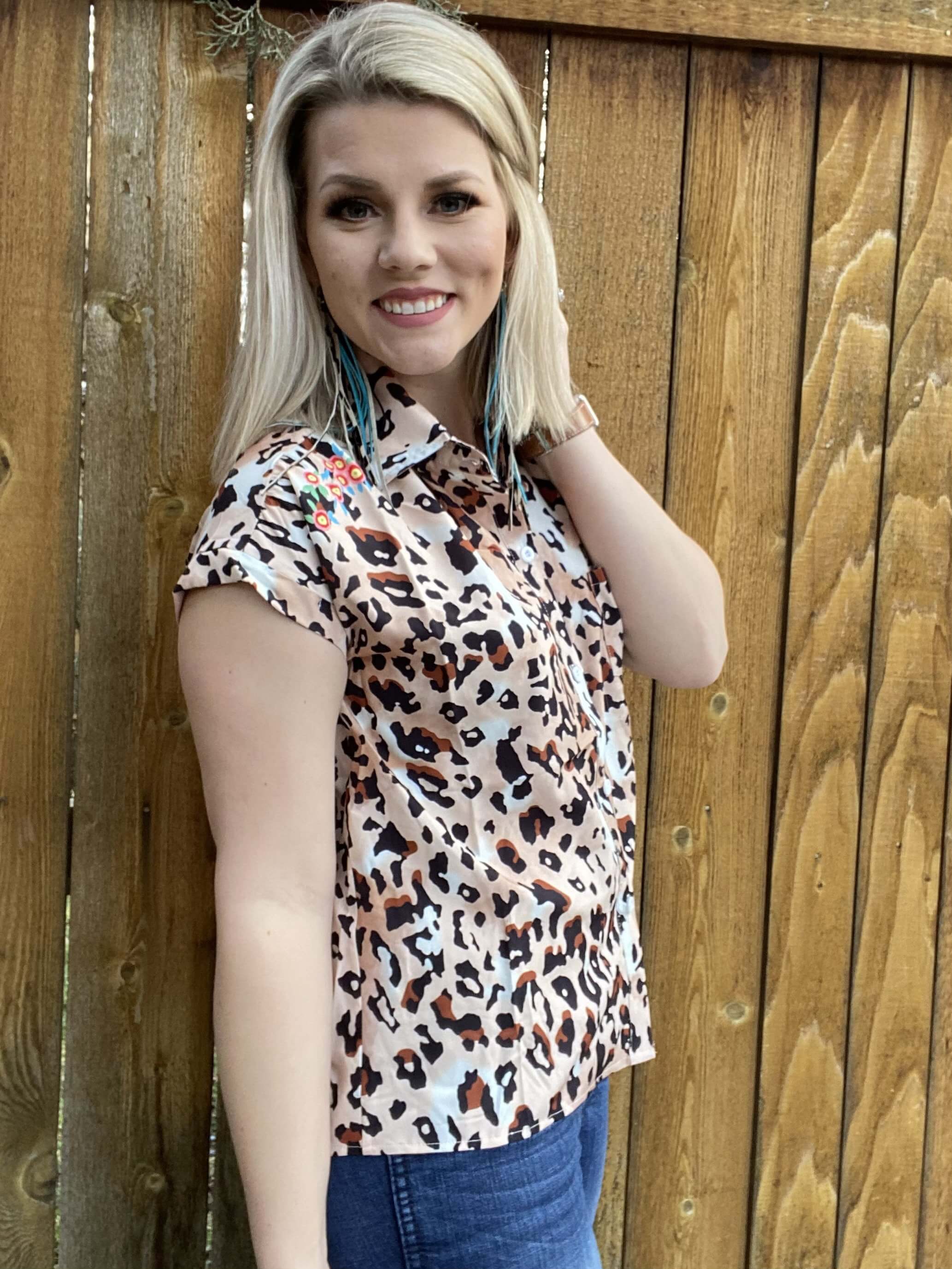 Leopard Collared Top