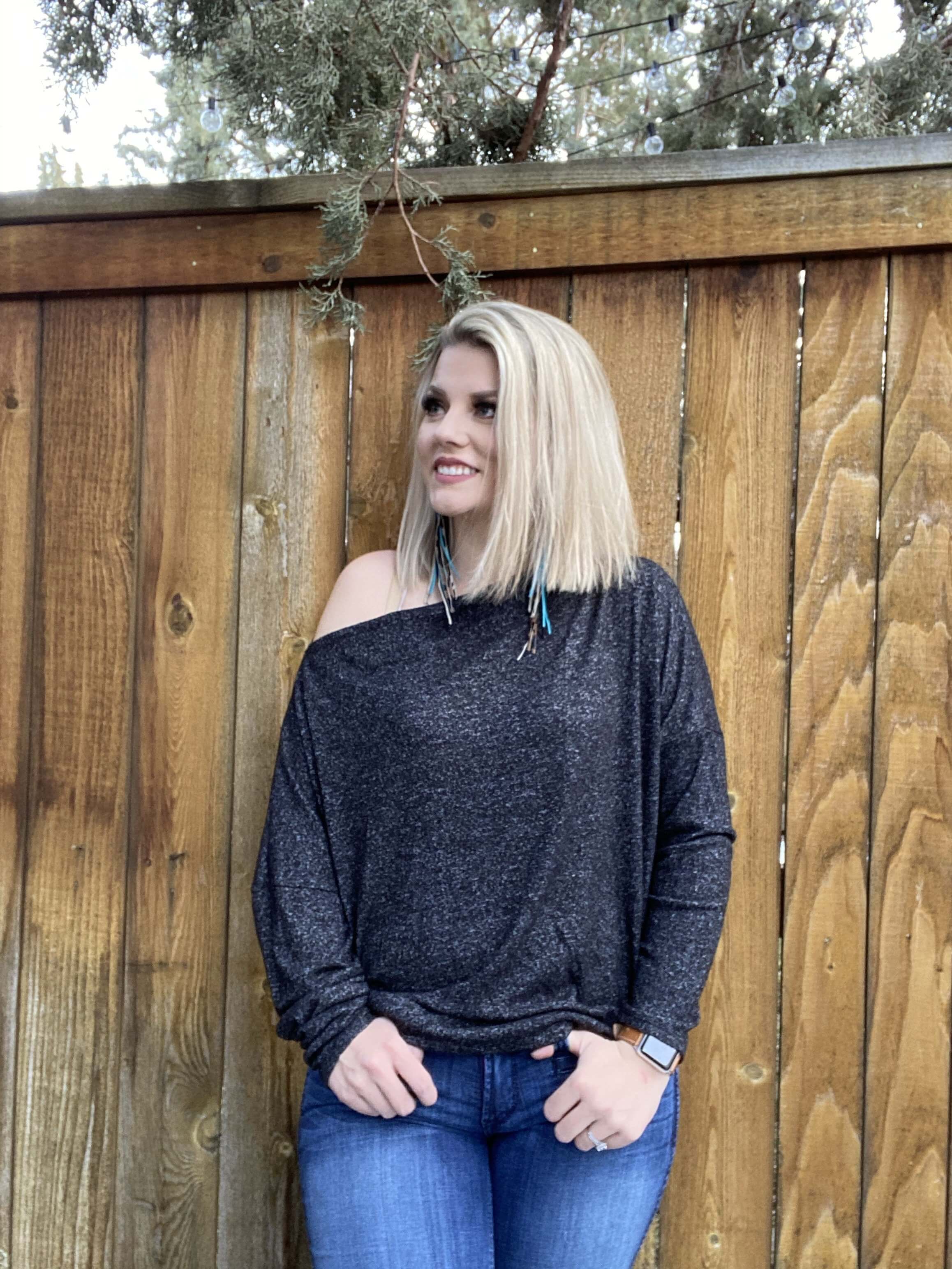 Coal Off-The-Shoulder Sweater